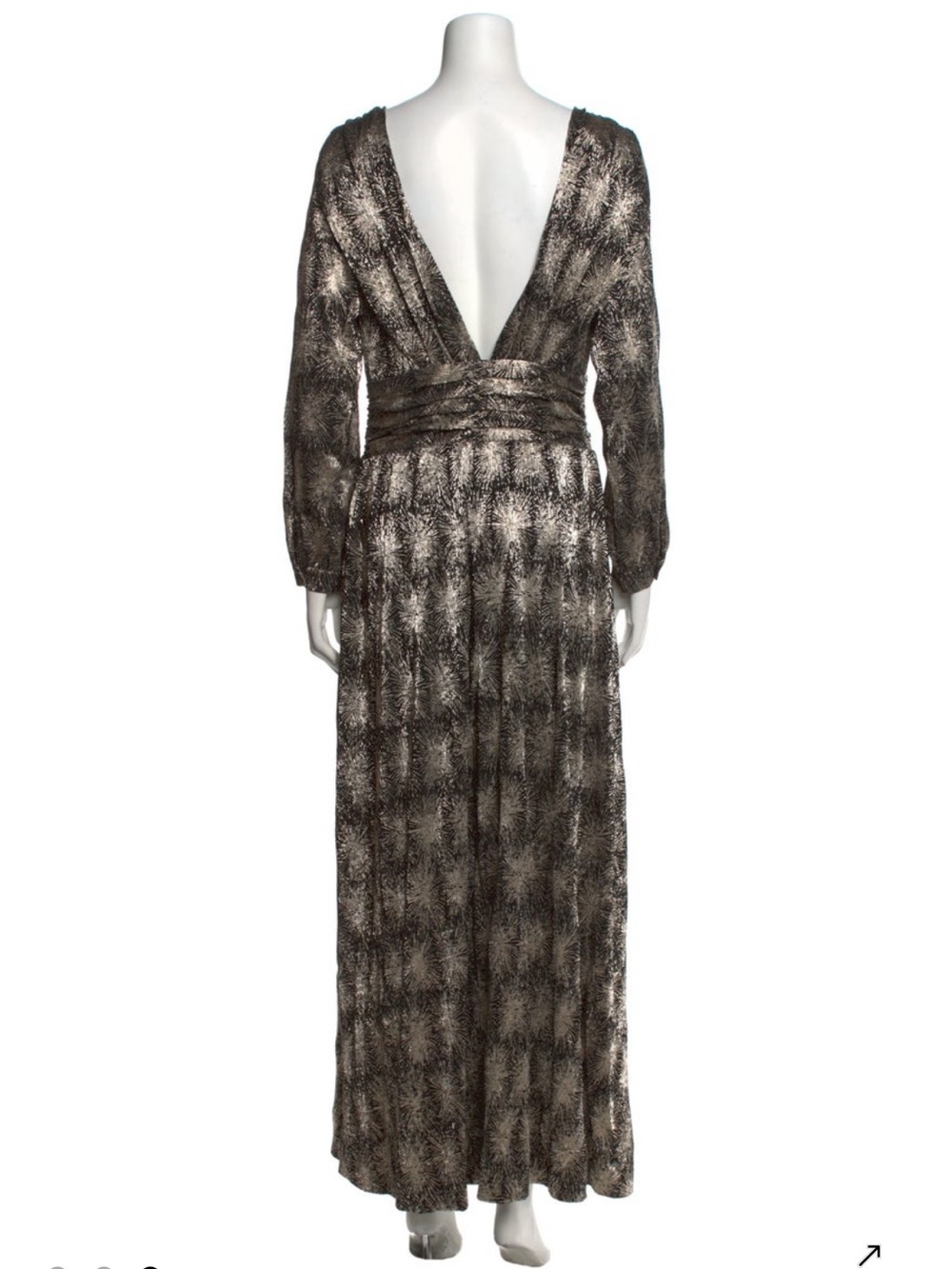 Antik Batik Metallic Black and Grey Patterned Long Sleeve Maxi Dress - Picture 3 of 3